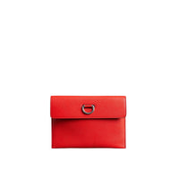 BRIGHT RED Pochette en cuir à boucle en D avec porte-monnaie zippé