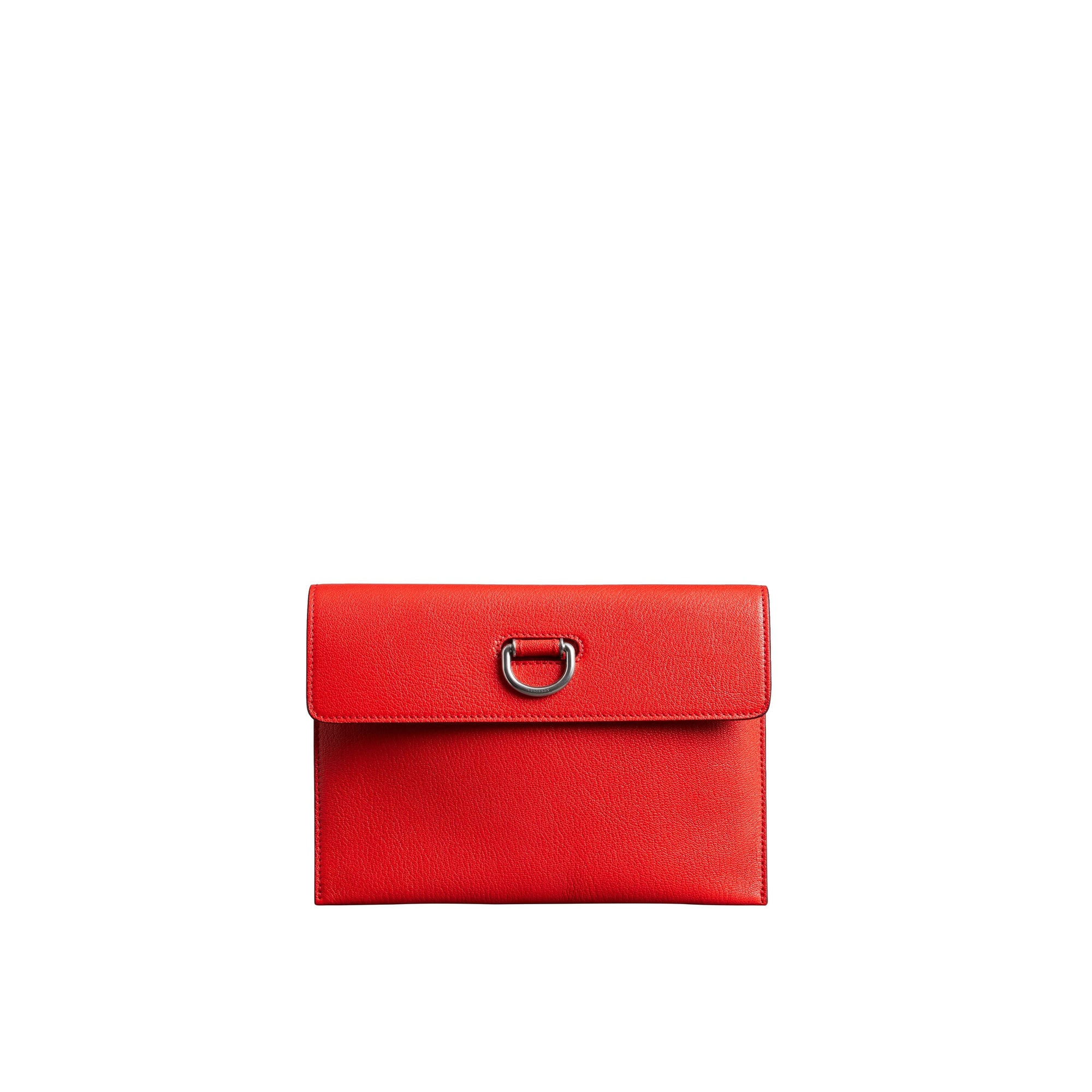 BRIGHT RED Pochette en cuir à boucle en D avec porte-monnaie zippé