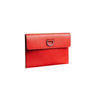 BRIGHT RED Pochette en cuir à boucle en D avec porte-monnaie zippé