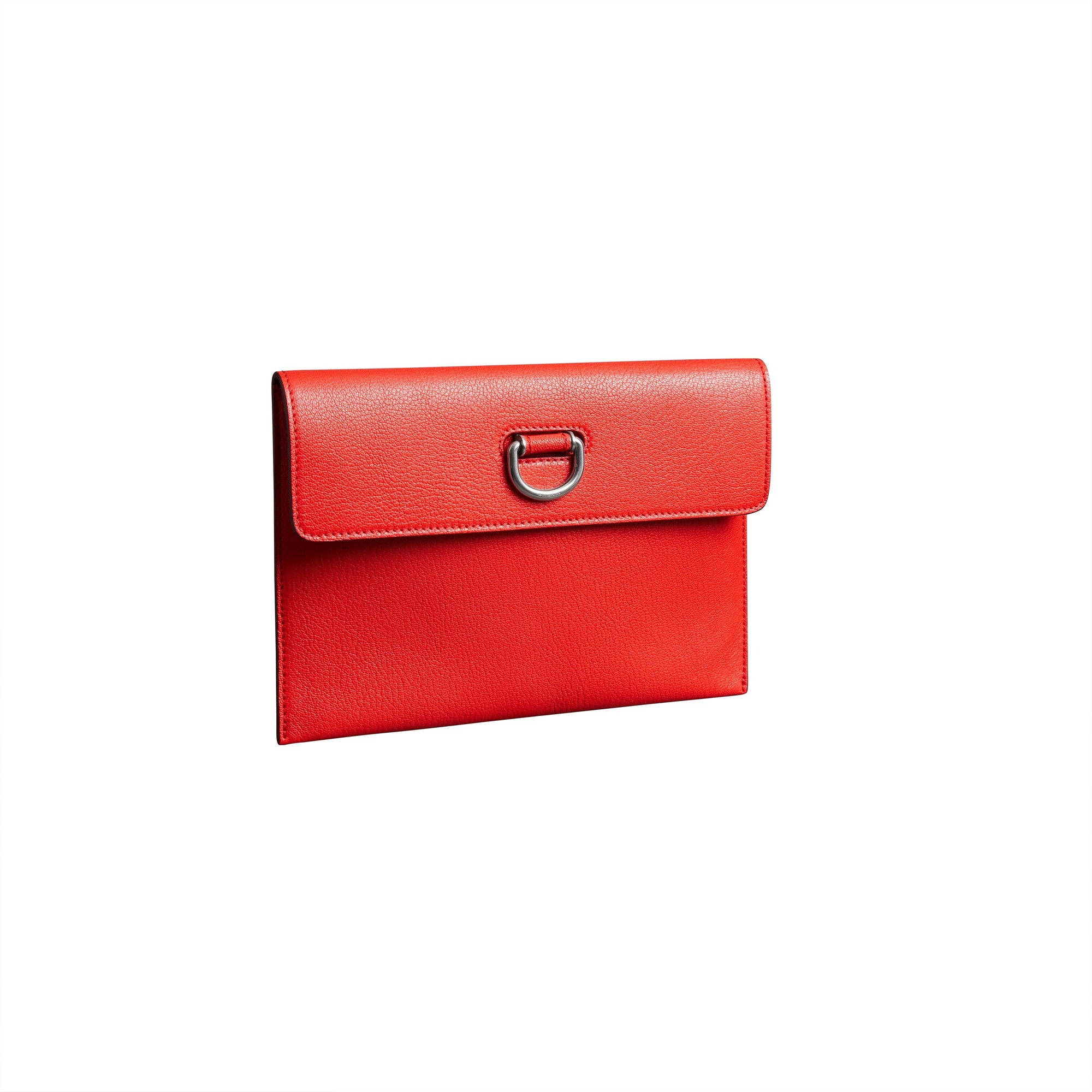 BRIGHT RED Pochette en cuir à boucle en D avec porte-monnaie zippé