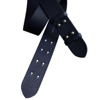 Ceinture en cuir grainé pour petit sac the belt - Bleu régence