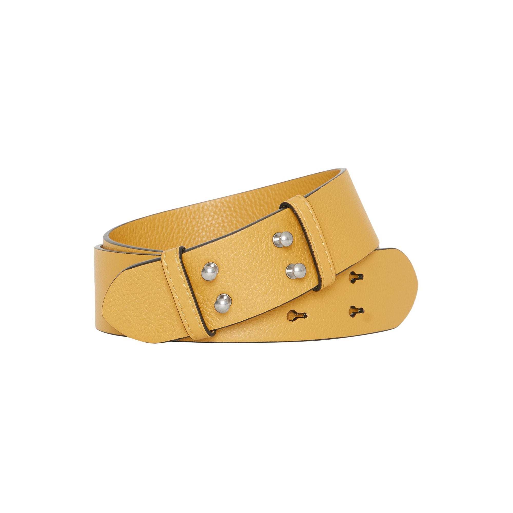 Ceinture en cuir grainé pour petit sac the belt - Jaune bleuet