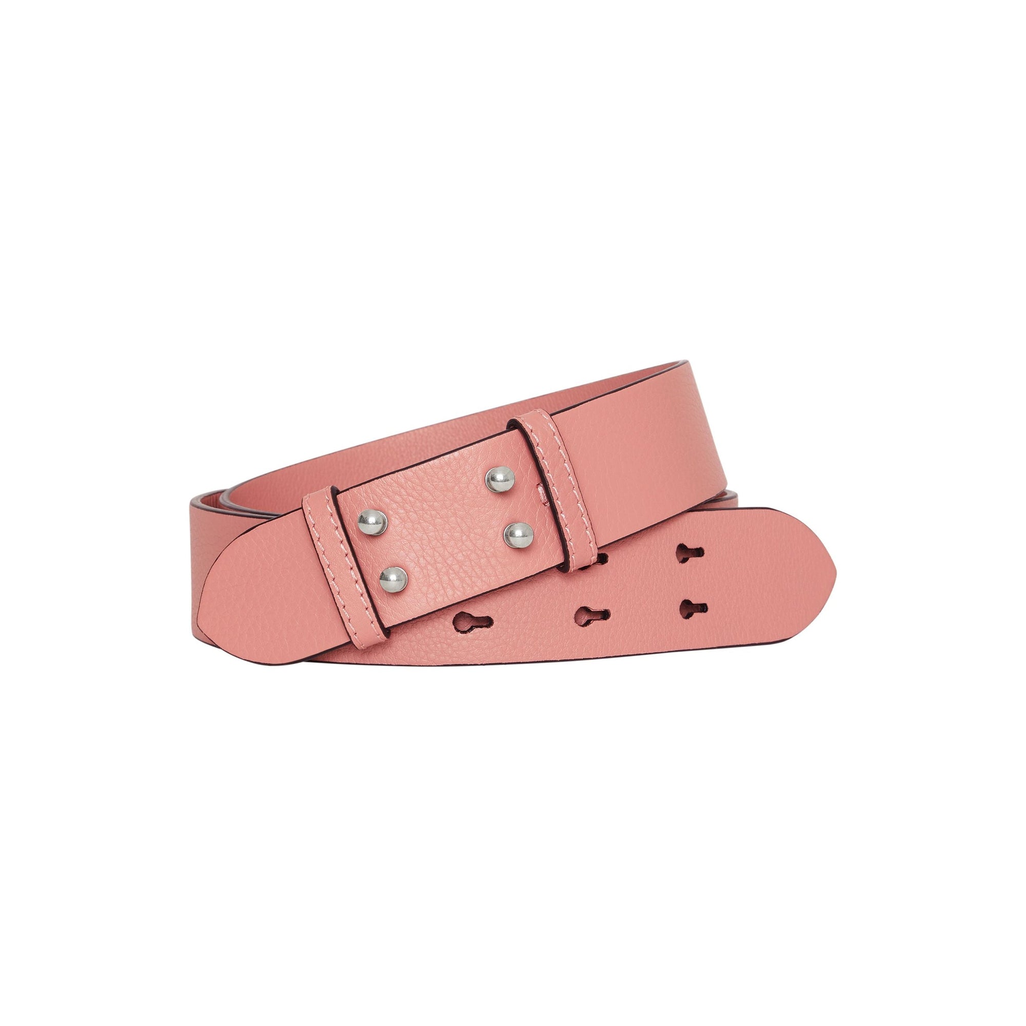 Ceinture en cuir grainé pour sac the belt moyen - Rose cendré