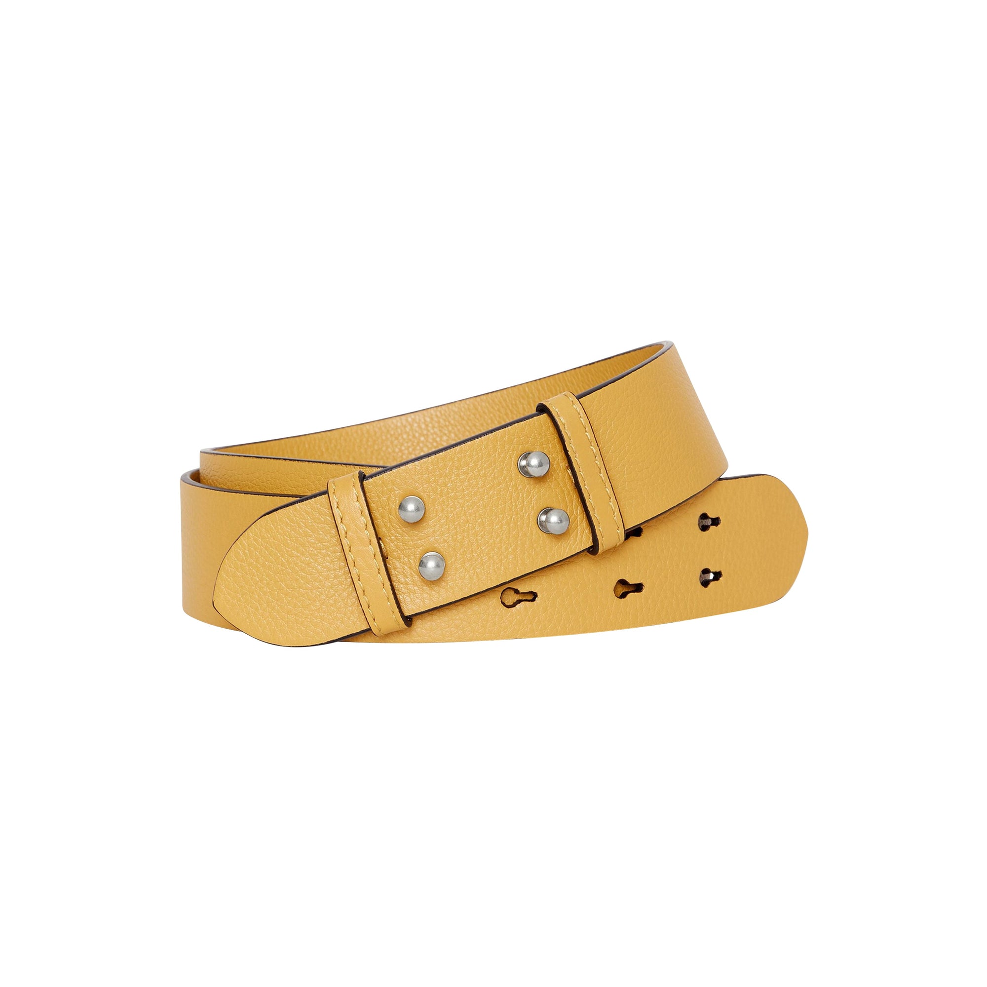 Ceinture du sac the belt moyen en cuir grainé - Jaune bleuet