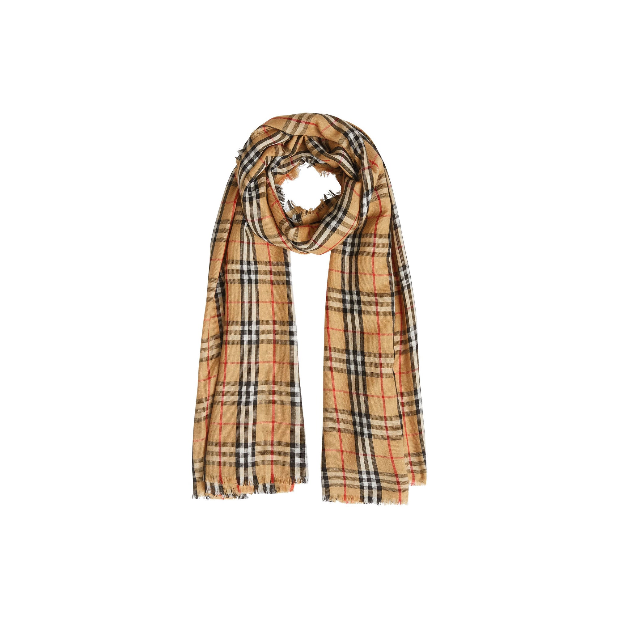 Écharpe légère en cachemire à motif Vintage check - Jaune Antique