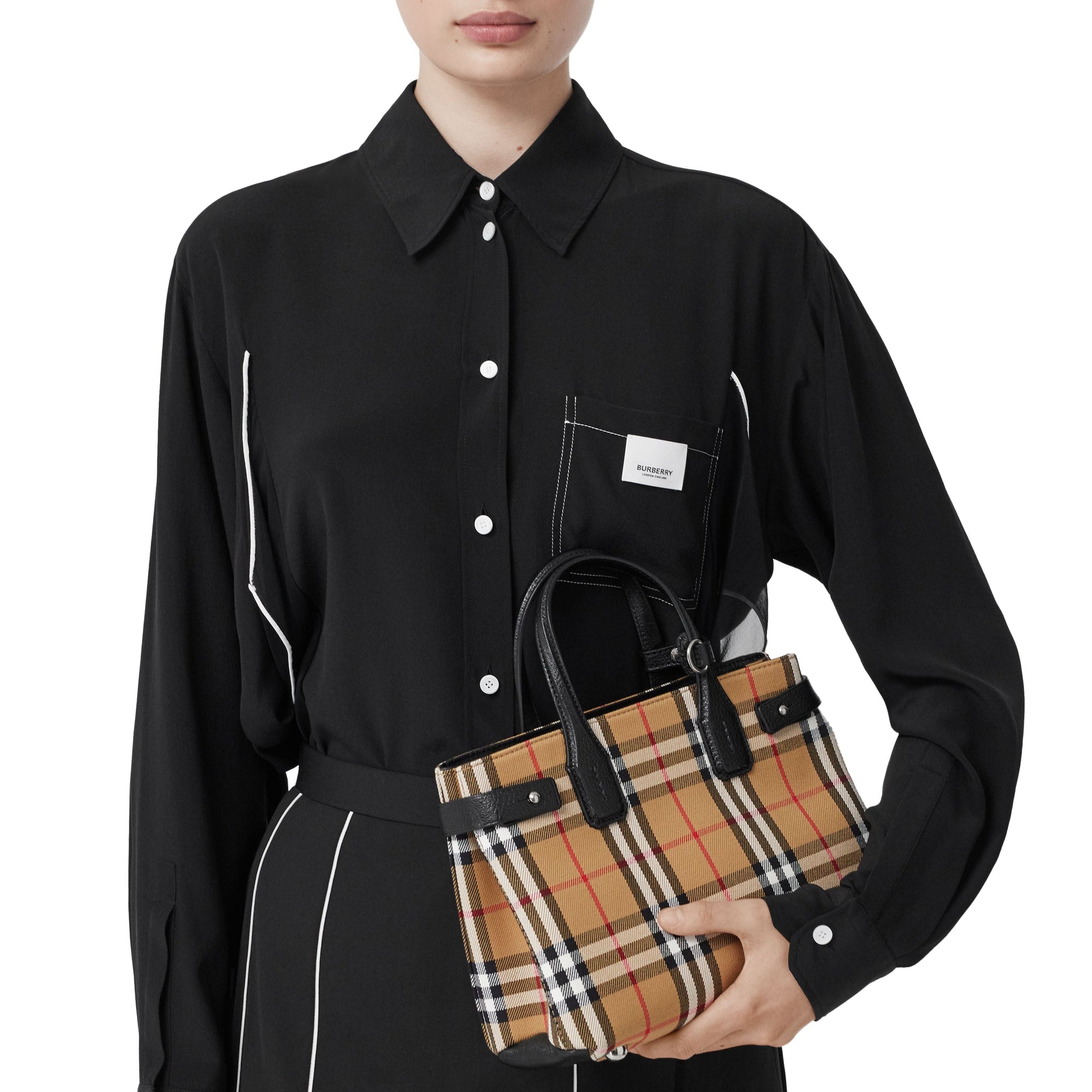 BLACK Petit sac The Banner en tissu Vintage check et cuir