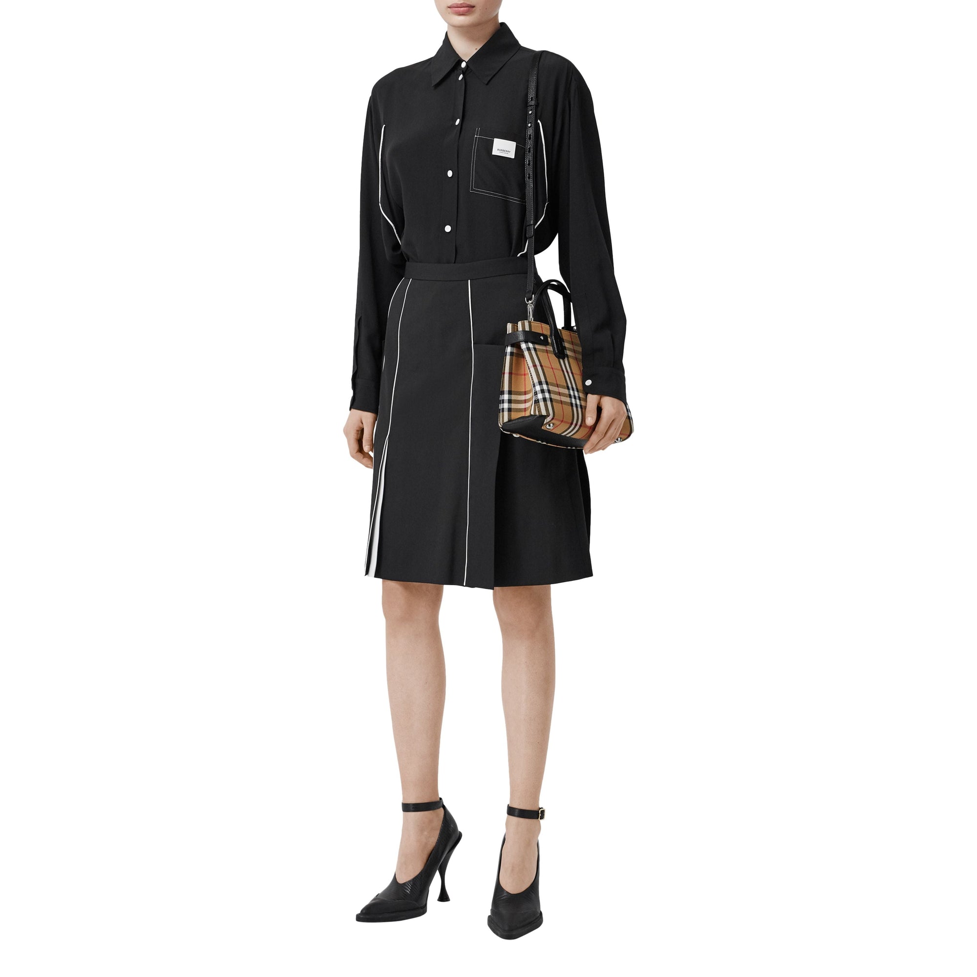 BLACK Petit sac The Banner en tissu Vintage check et cuir