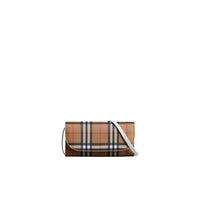 CHALK WHITE Portefeuille en cuir à motif Vintage check avec sangle amovible