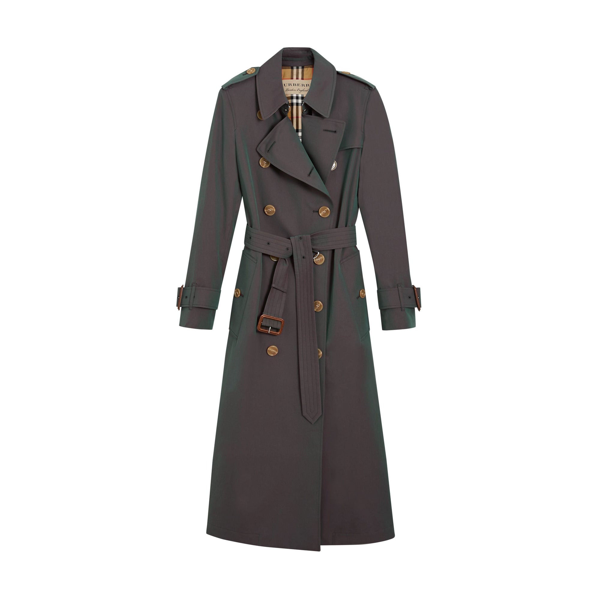 DARK ANTIQUE GREEN Trench en gabardine tropicale