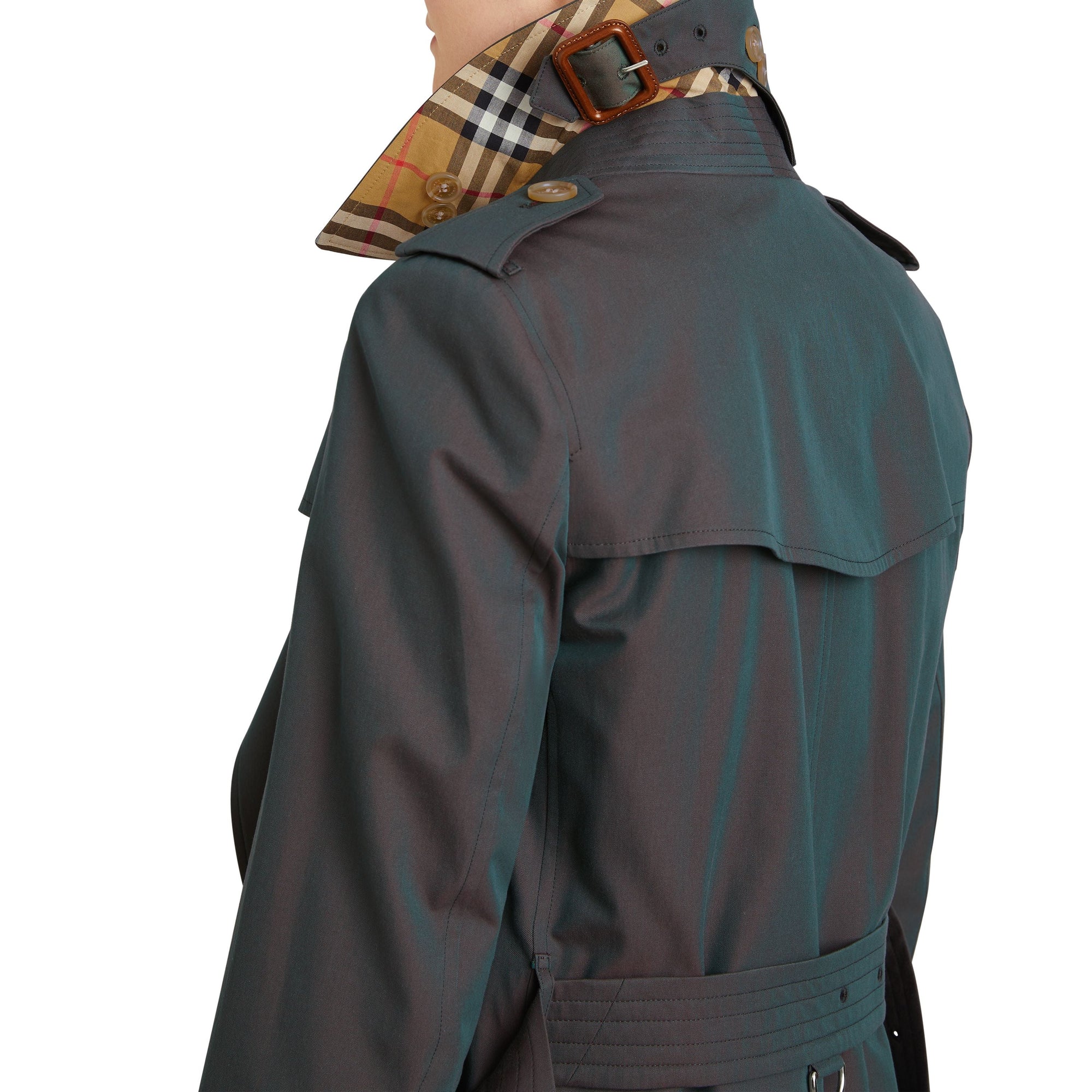 DARK ANTIQUE GREEN Trench en gabardine tropicale