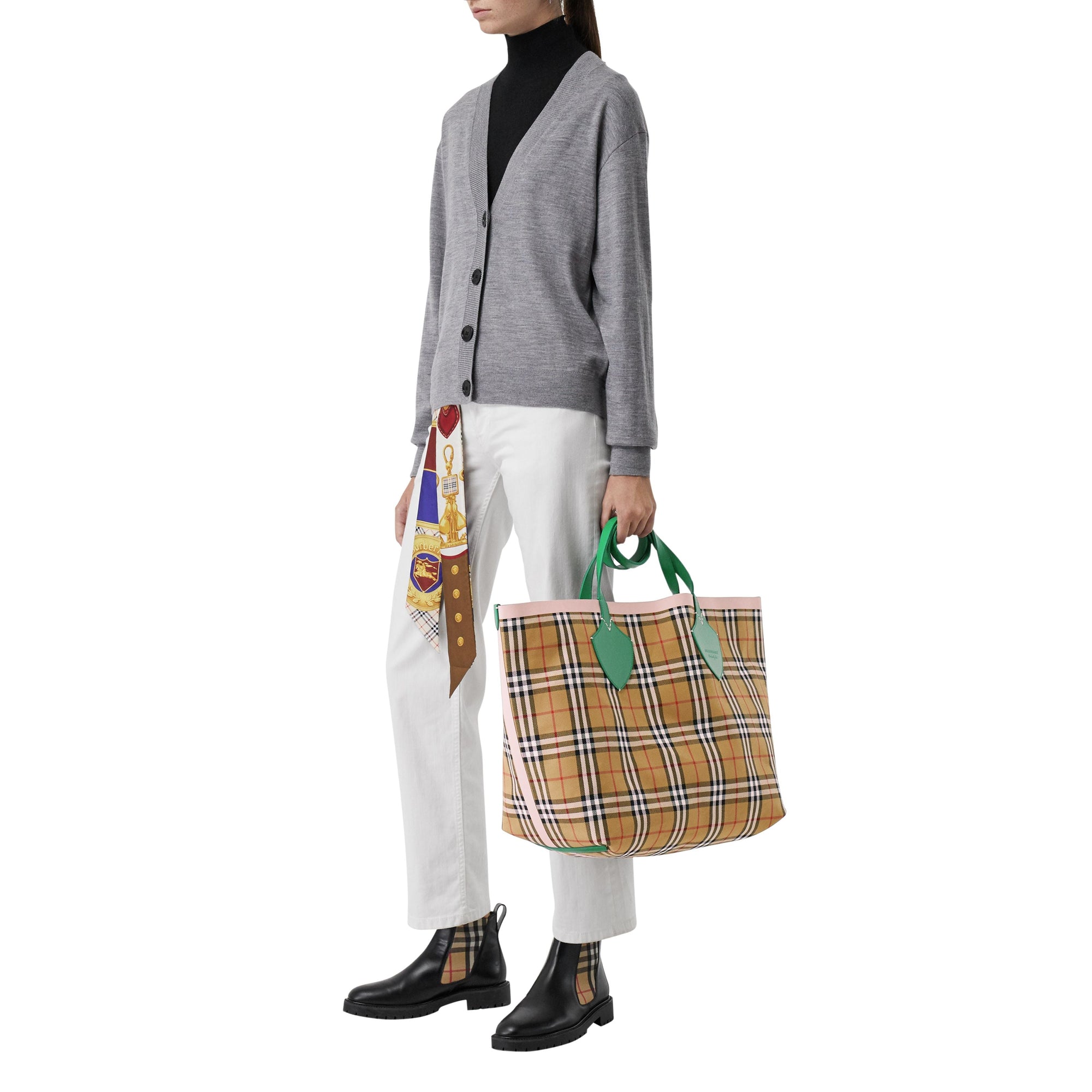 PALM GRN/PINK APRICT Sac tote The Giant réversible à motif Vintage check