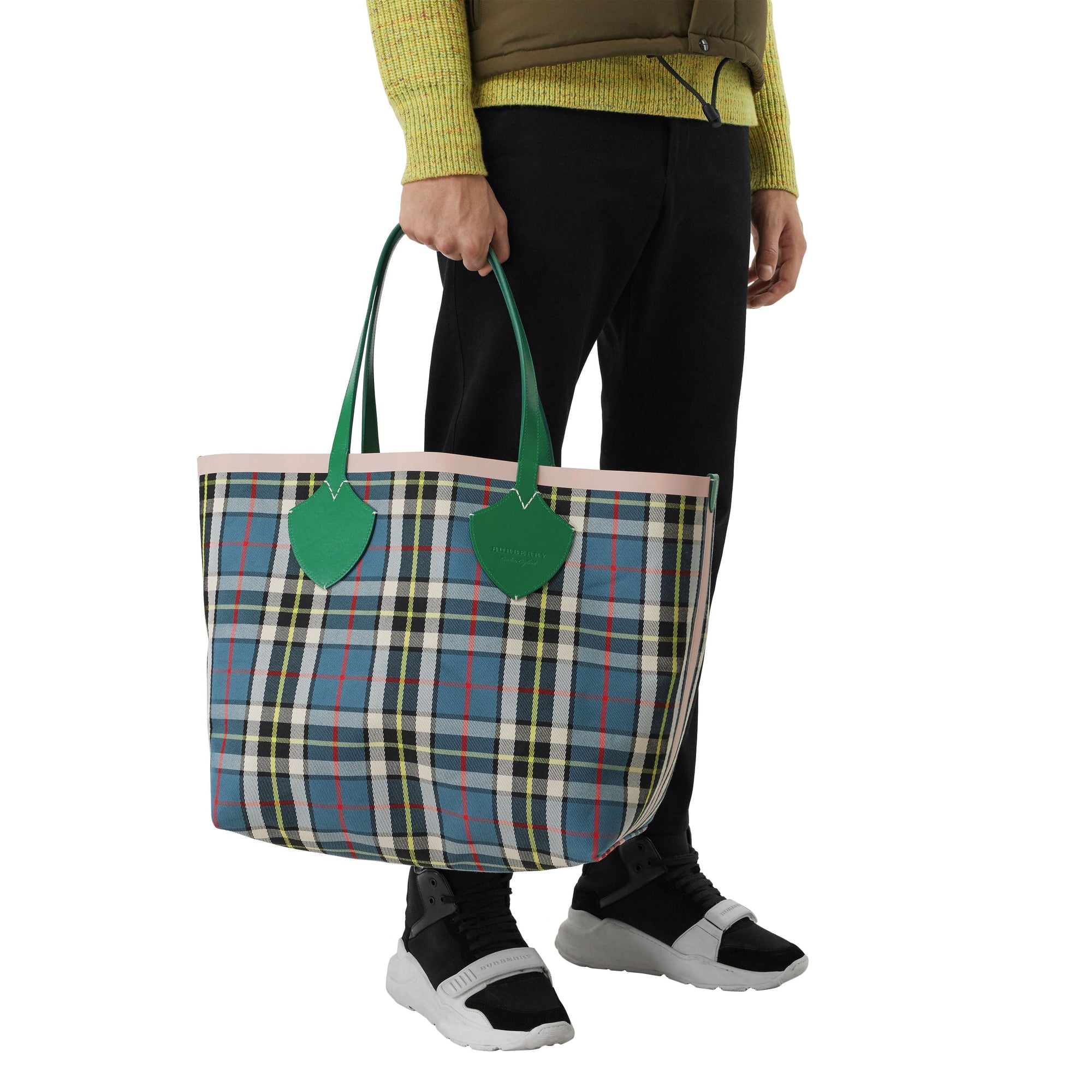 PALM GRN/PINK APRICT Sac tote The Giant réversible à motif Vintage check