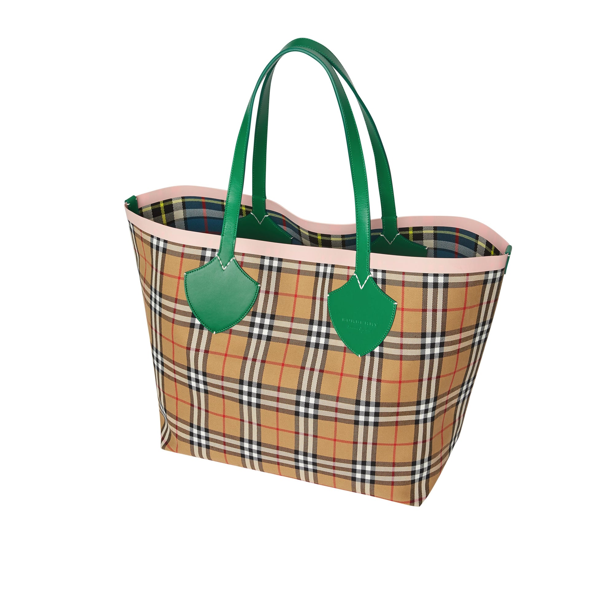 PALM GRN/PINK APRICT Sac tote The Giant réversible à motif Vintage check