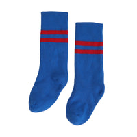 Chaussettes en coton mélangé à bordures contrastantes - Bleu vif