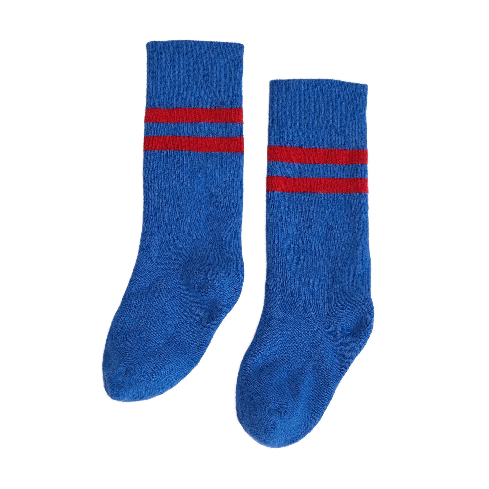 Chaussettes en coton mélangé à bordures contrastantes - Bleu vif
