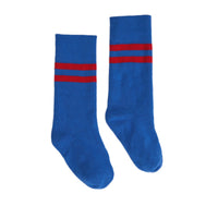 Chaussettes en coton mélangé à bordures contrastantes - Bleu vif