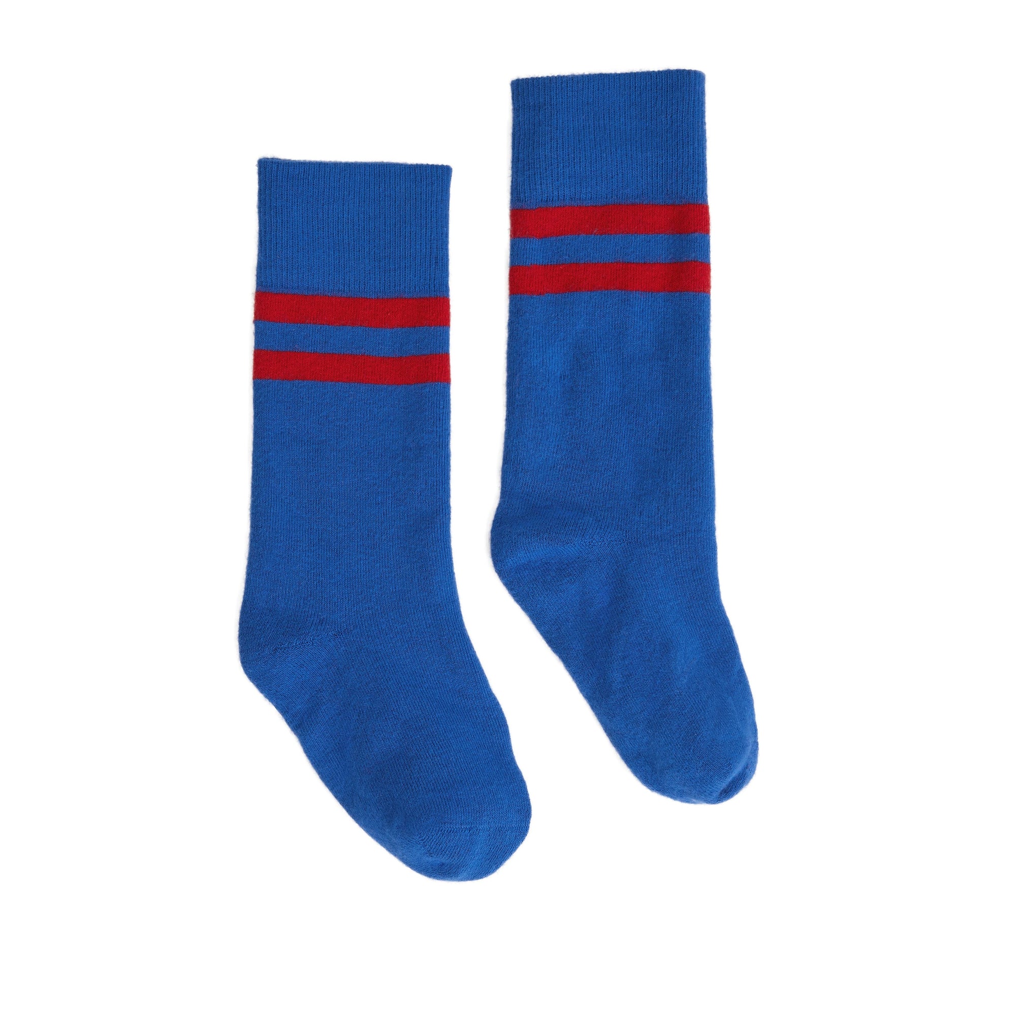Chaussettes en coton mélangé à bordures contrastantes - Bleu vif