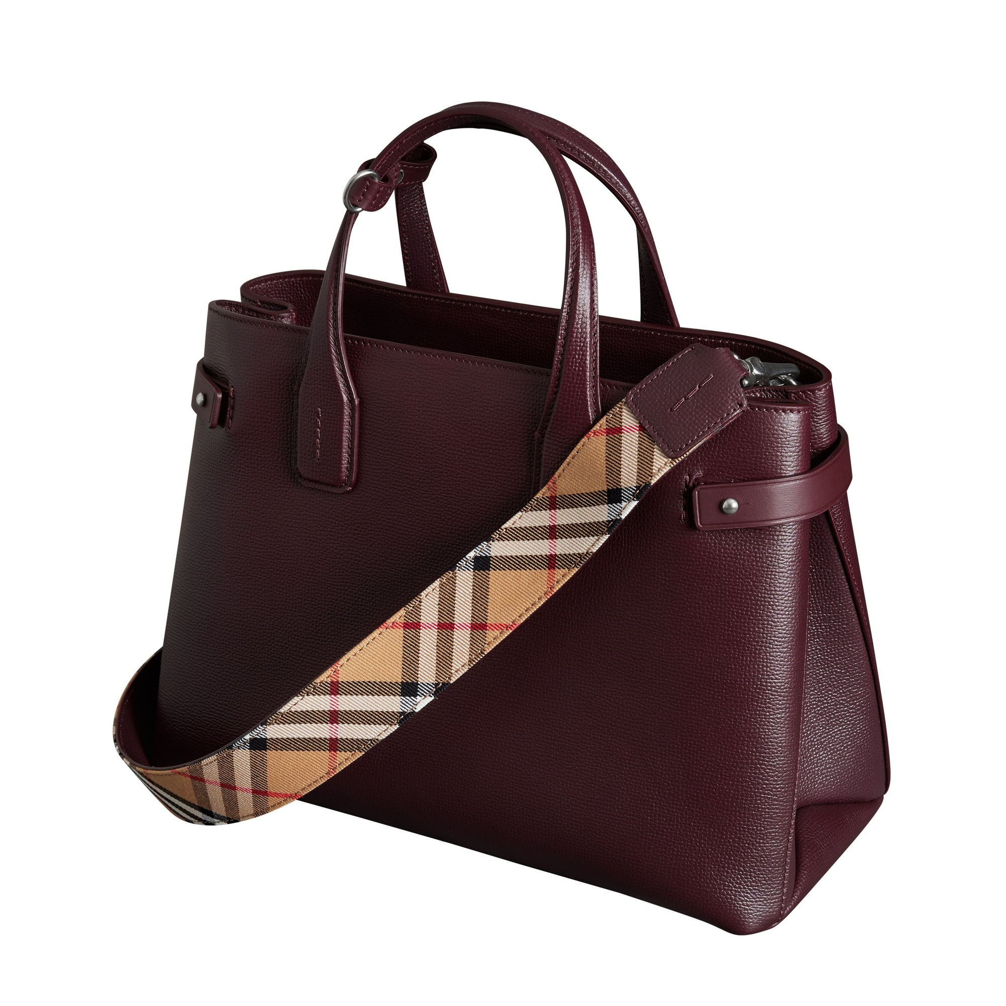 MAHOGANY RED Sac The Banner moyen en cuir avec Vintage check