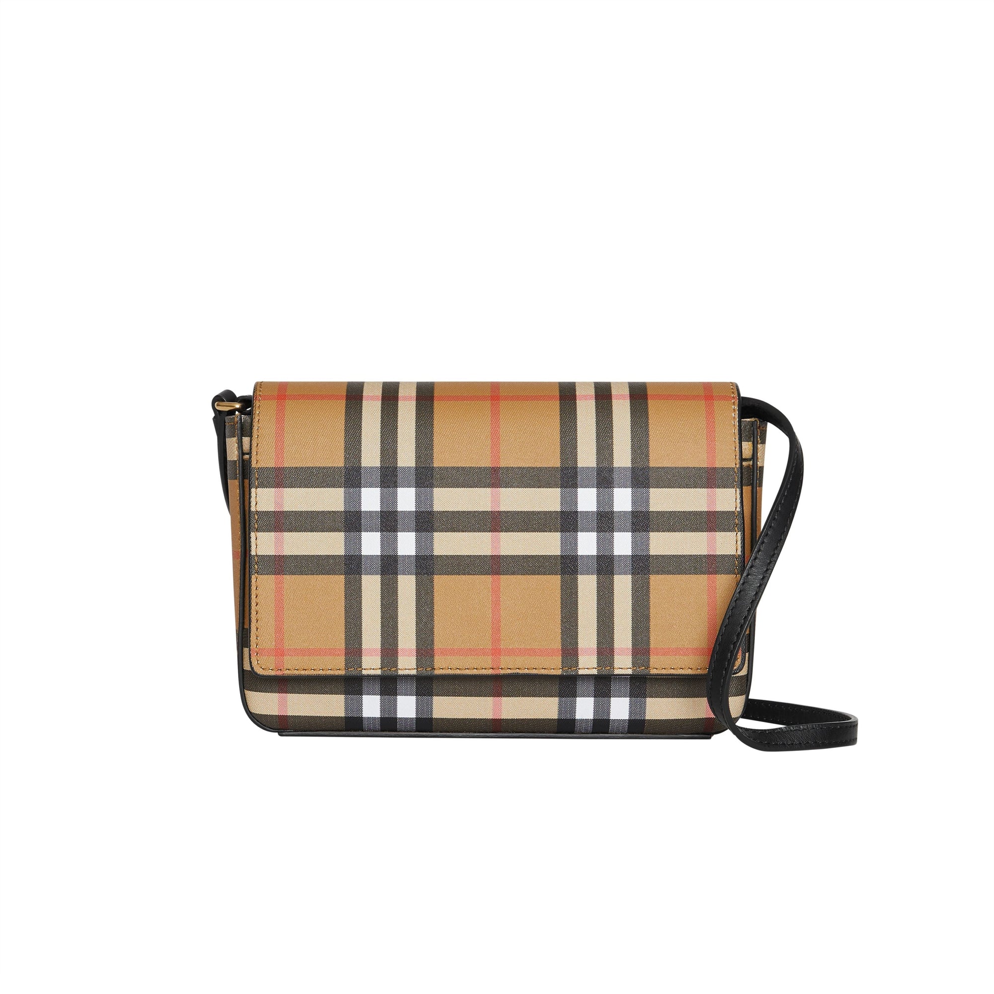 BLACK Petit sac à bandoulière en cuir avec Vintage check