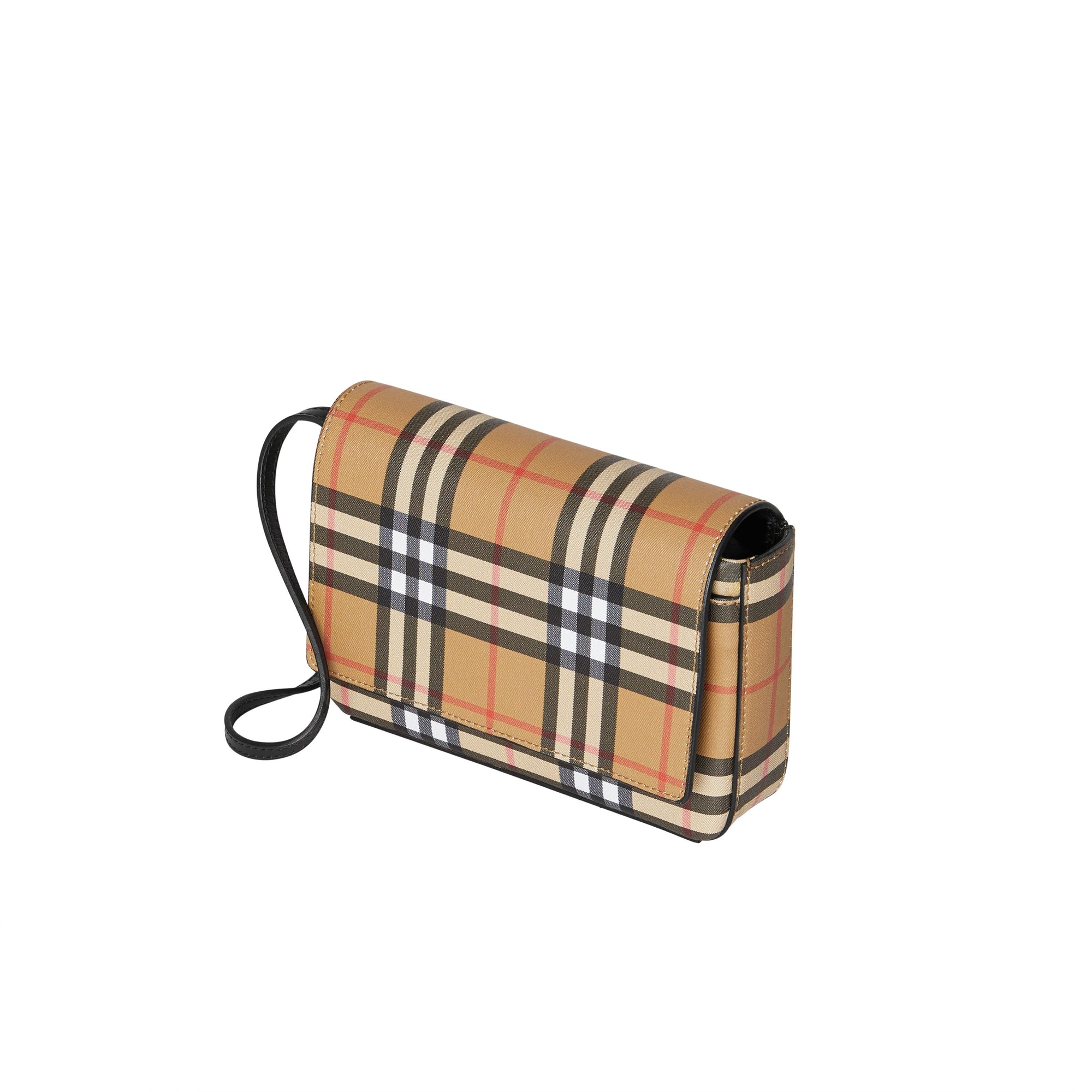 BLACK Petit sac à bandoulière en cuir avec Vintage check