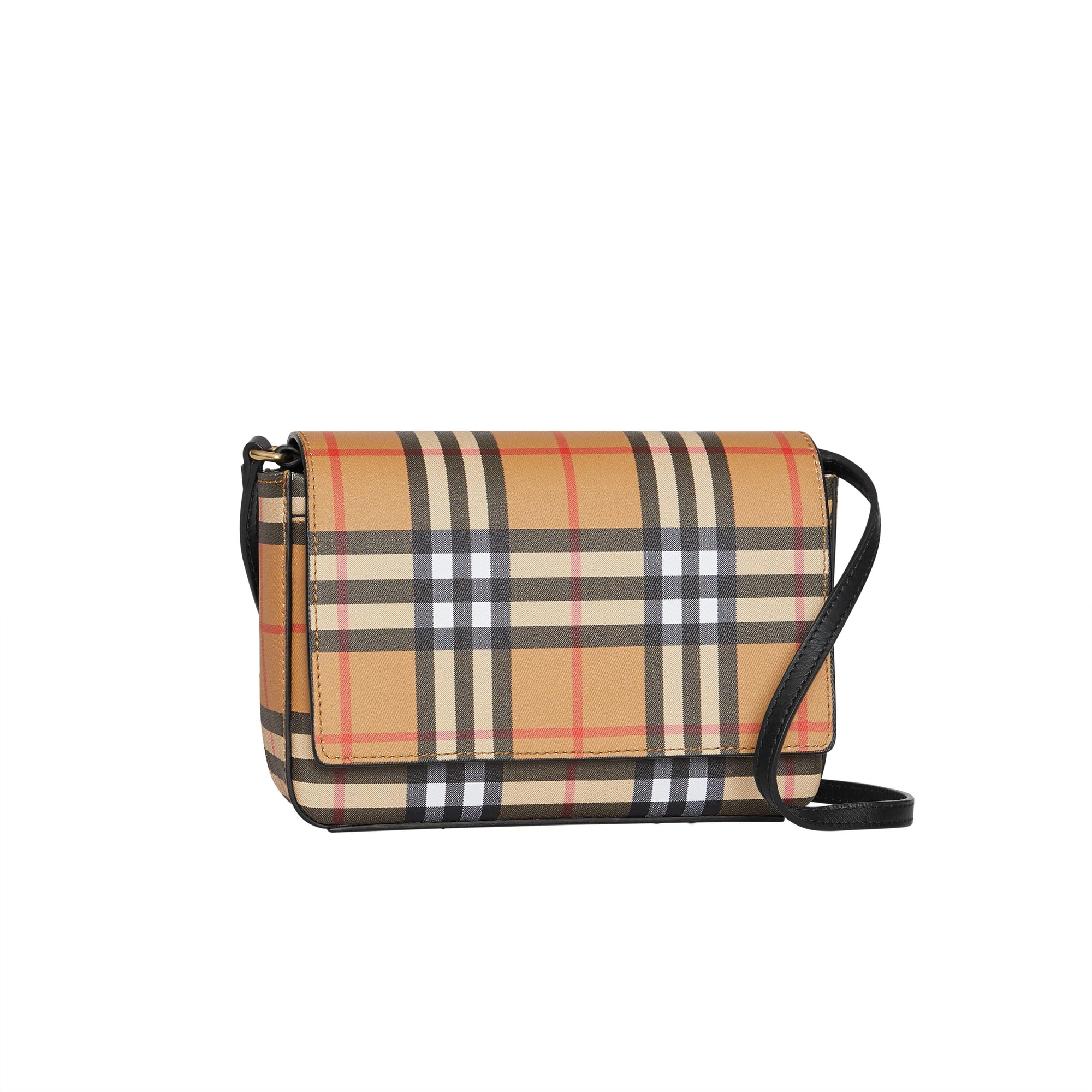 BLACK Petit sac à bandoulière en cuir avec Vintage check