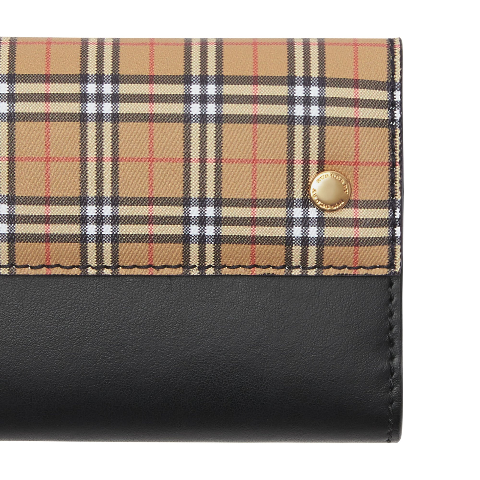 ANTIQUE YELLOW Portefeuille à rabat en cuir à micro-motif check