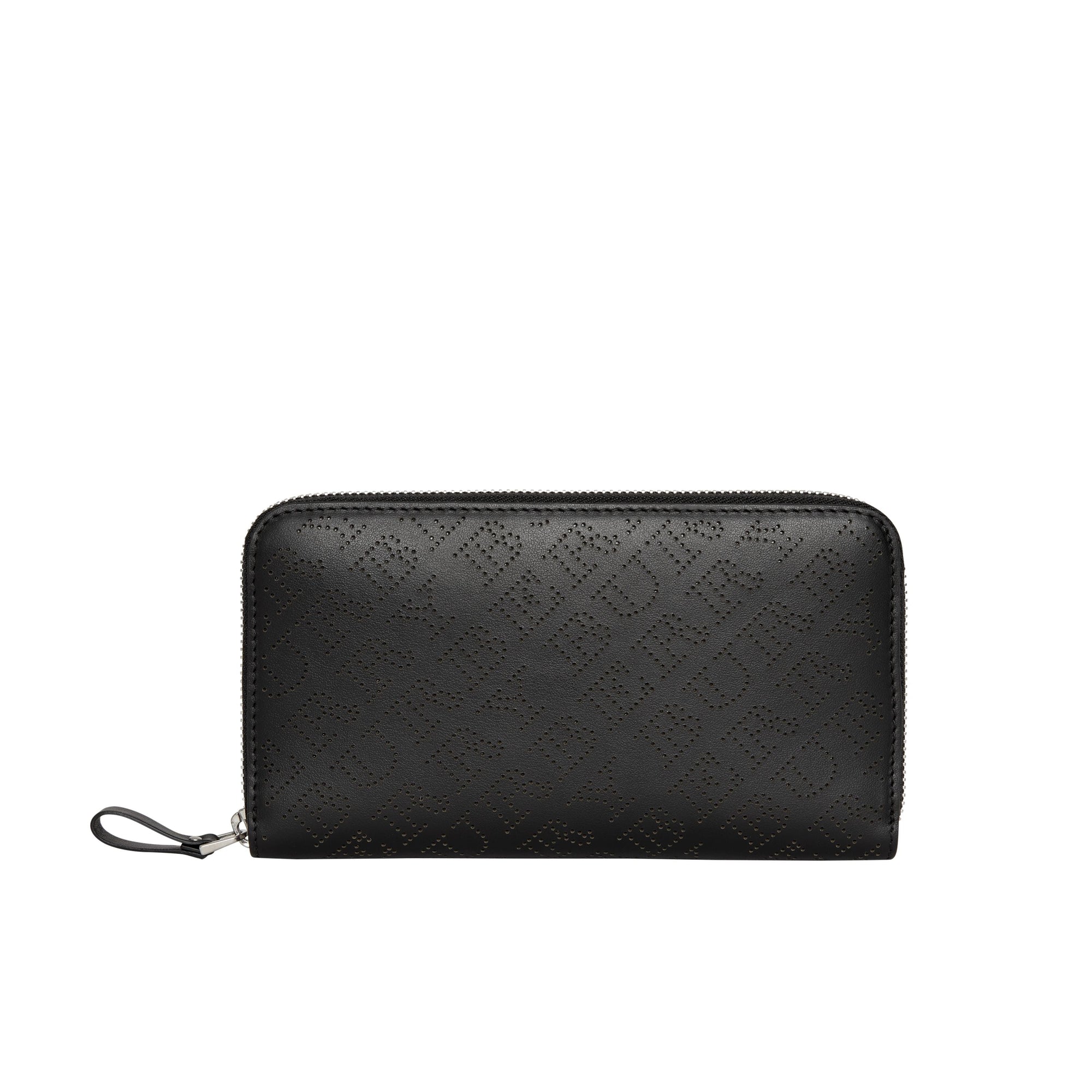 BLACK Portefeuille zippé en cuir perforé