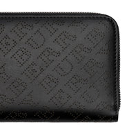 BLACK Portefeuille zippé en cuir perforé