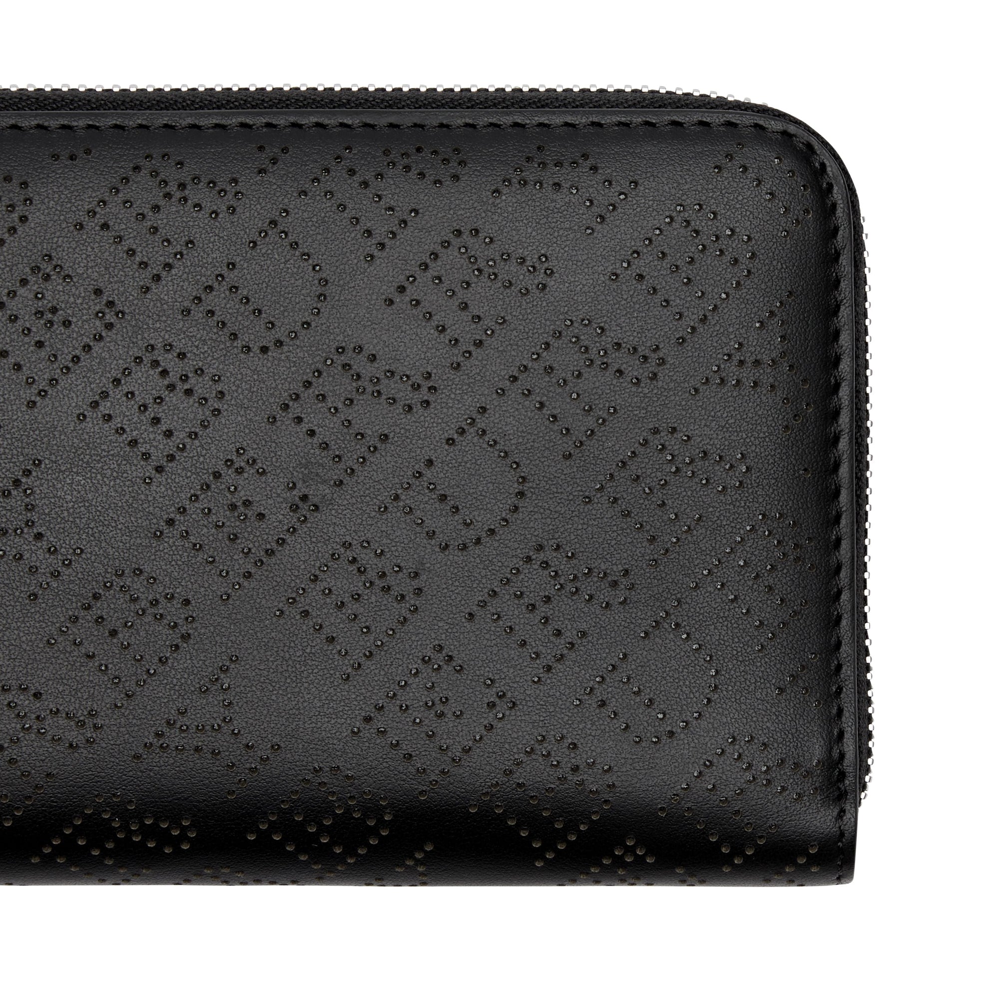 BLACK Portefeuille zippé en cuir perforé