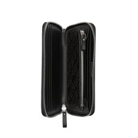 BLACK Portefeuille zippé en cuir perforé