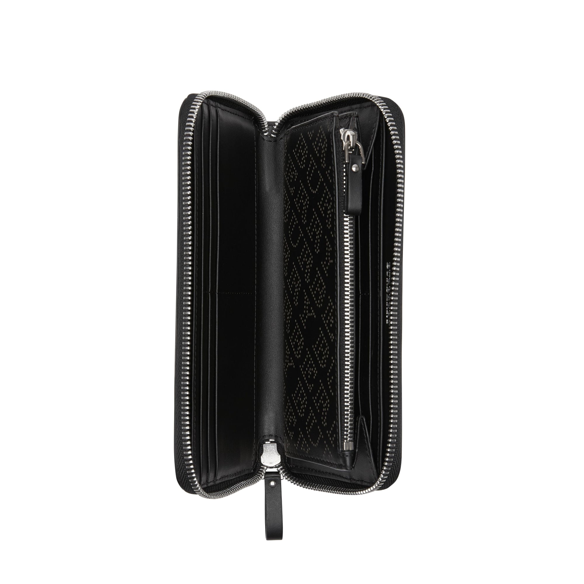 BLACK Portefeuille zippé en cuir perforé