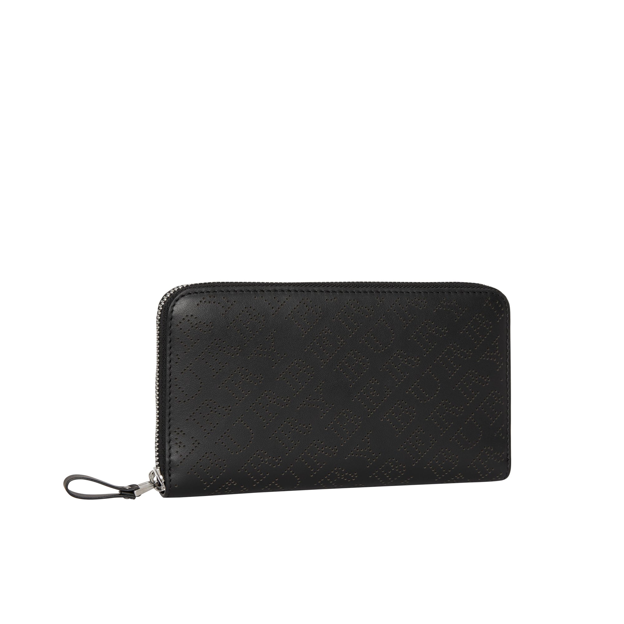 BLACK Portefeuille zippé en cuir perforé