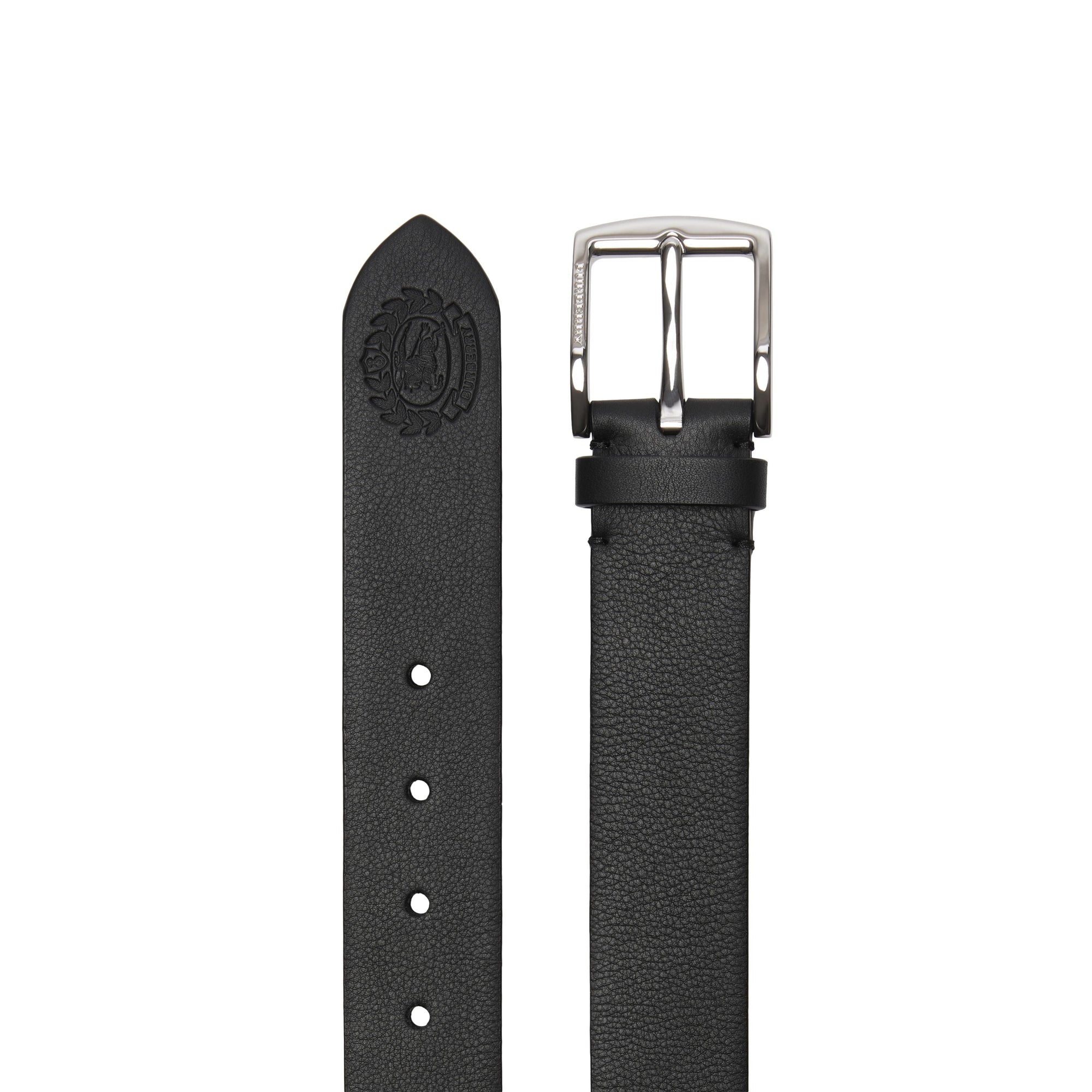 BLACK Ceinture en cuir avec écusson estampé