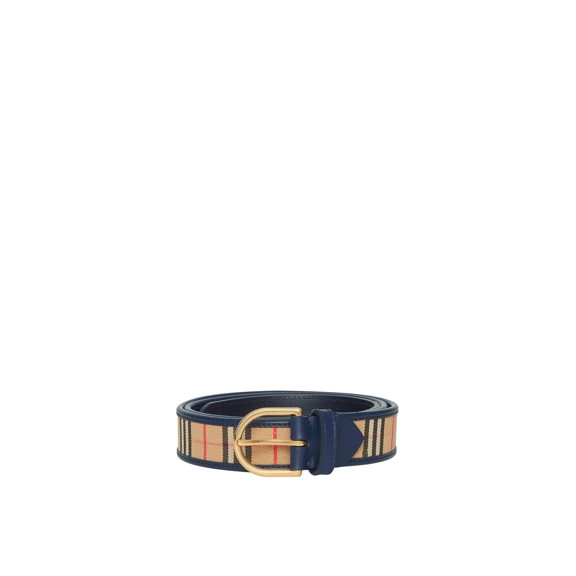 INK BLUE Ceinture en cuir à motif check de 1983 avec boucle en D
