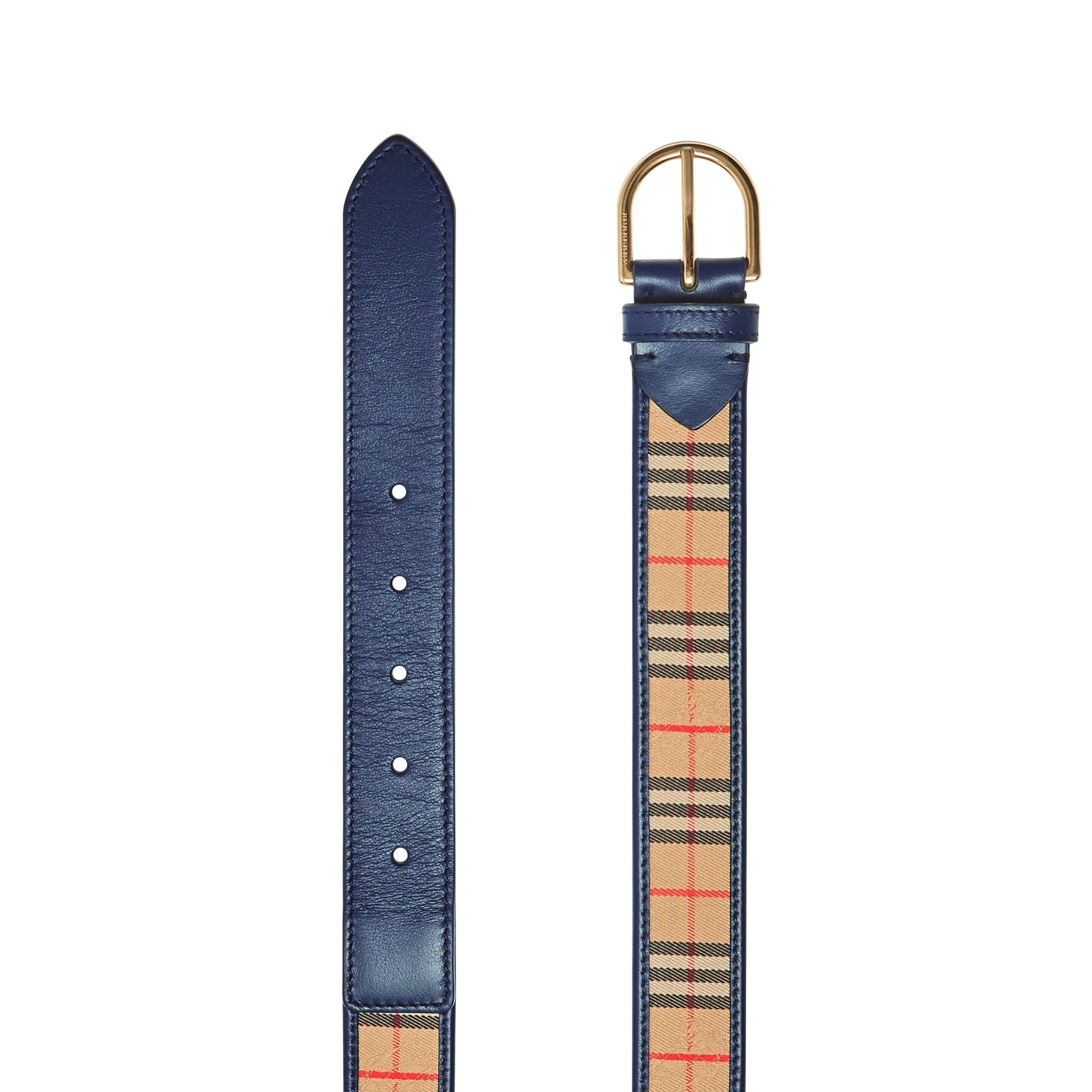INK BLUE Ceinture en cuir à motif check de 1983 avec boucle en D