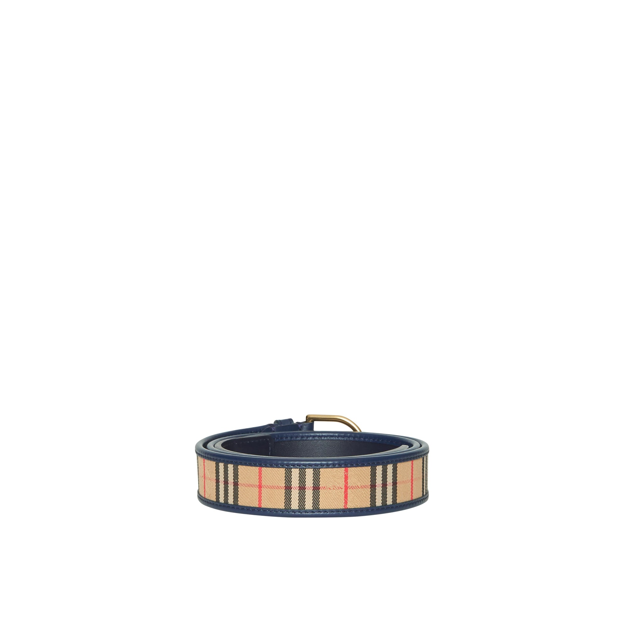 INK BLUE Ceinture en cuir à motif check de 1983 avec boucle en D