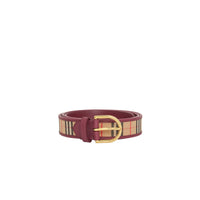 ANTIQUE RED Ceinture en cuir à motif check de 1983 avec boucle en D