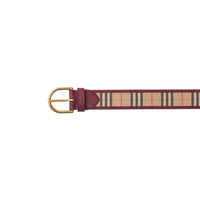 ANTIQUE RED Ceinture en cuir à motif check de 1983 avec boucle en D