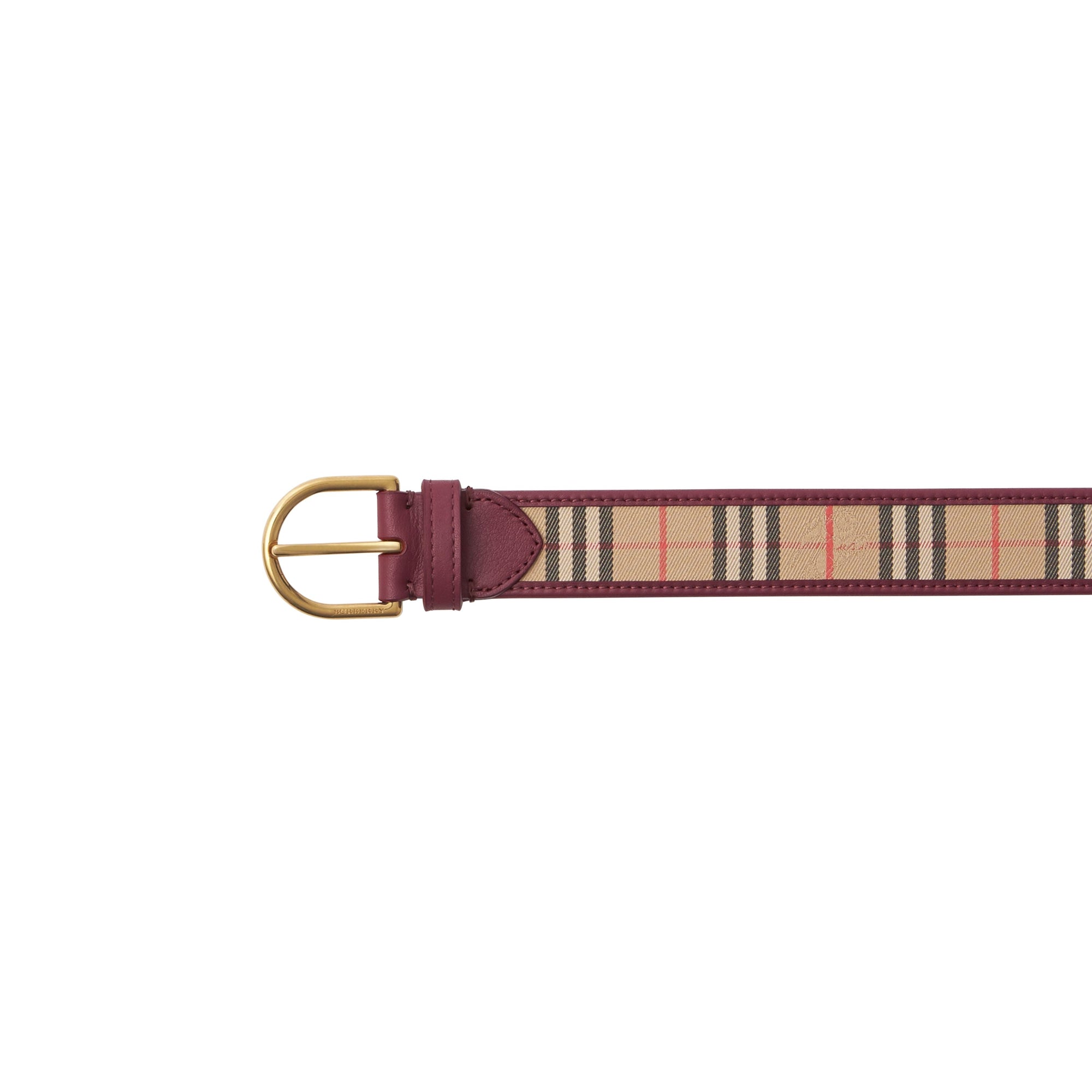 ANTIQUE RED Ceinture en cuir à motif check de 1983 avec boucle en D
