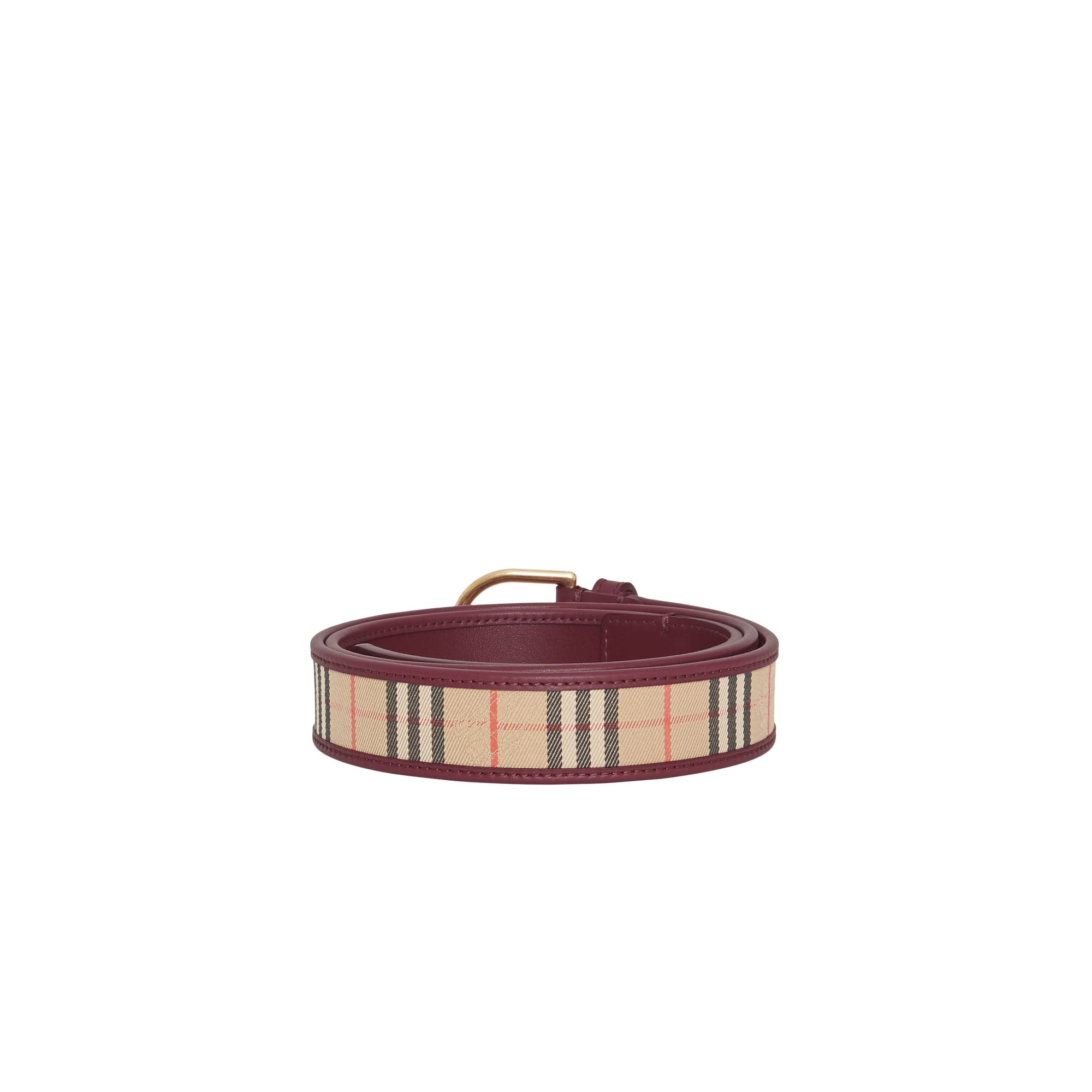 ANTIQUE RED Ceinture en cuir à motif check de 1983 avec boucle en D
