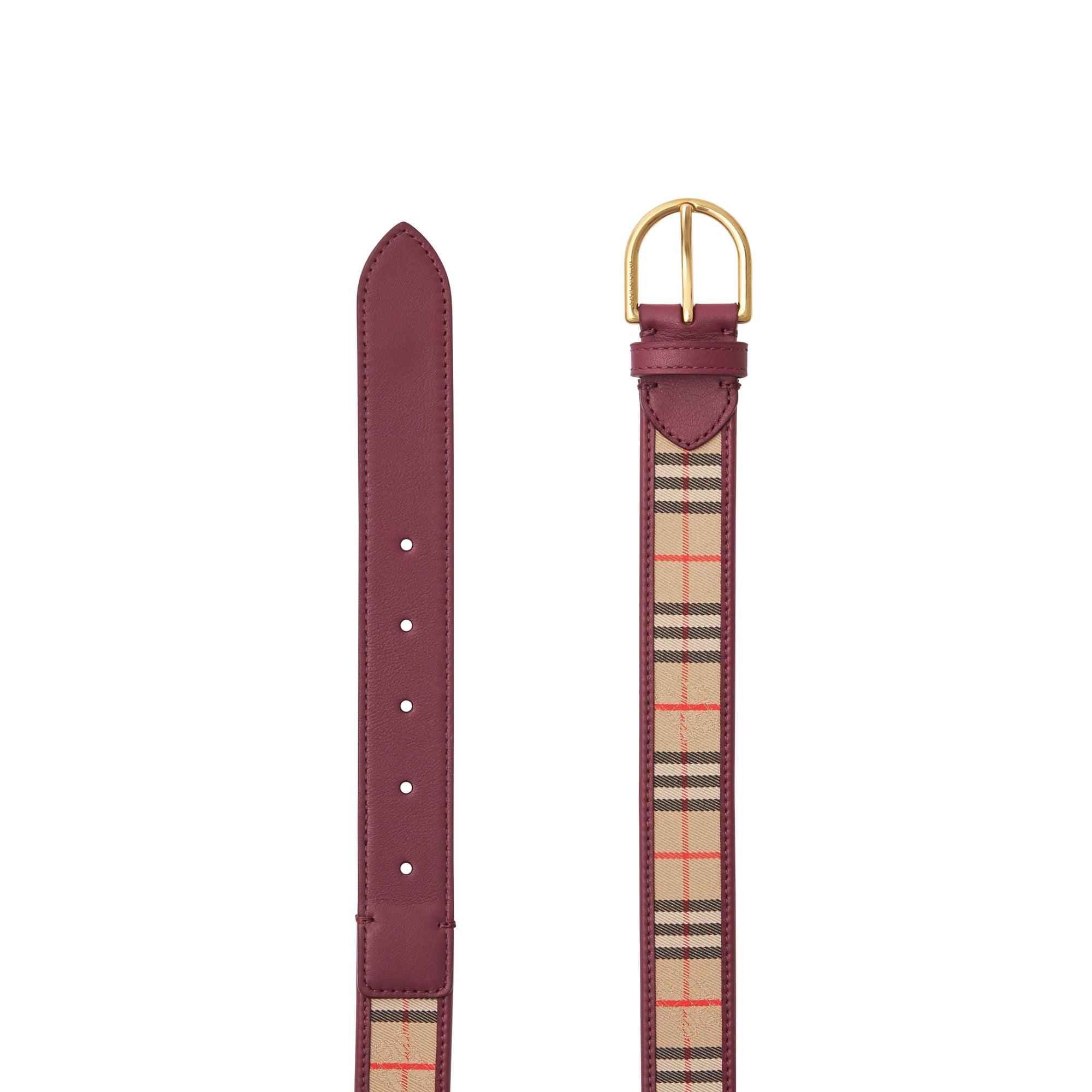 ANTIQUE RED Ceinture en cuir à motif check de 1983 avec boucle en D