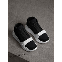 BLACK Sneakers montantes en néoprène et cuir velours