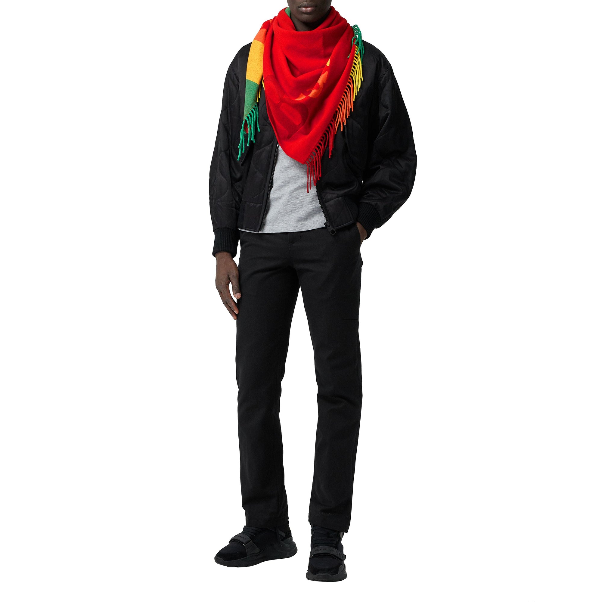 BRIGHT RED Bandana Burberry en laine et cachemire avec logo