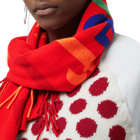 BRIGHT RED Bandana Burberry en laine et cachemire avec logo