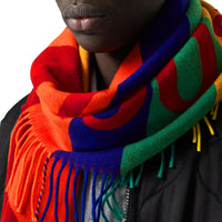 BRIGHT RED Bandana Burberry en laine et cachemire avec logo
