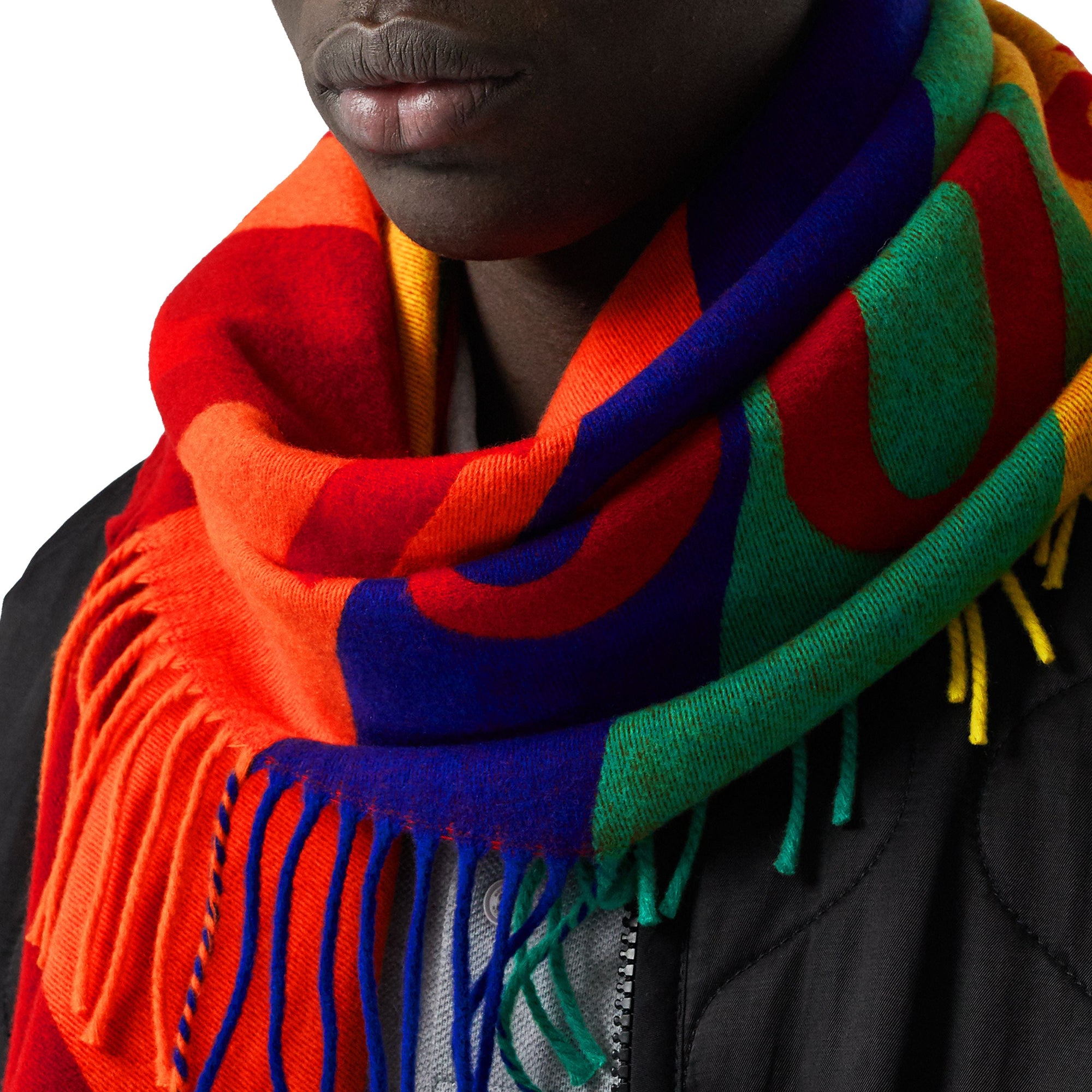 BRIGHT RED Bandana Burberry en laine et cachemire avec logo