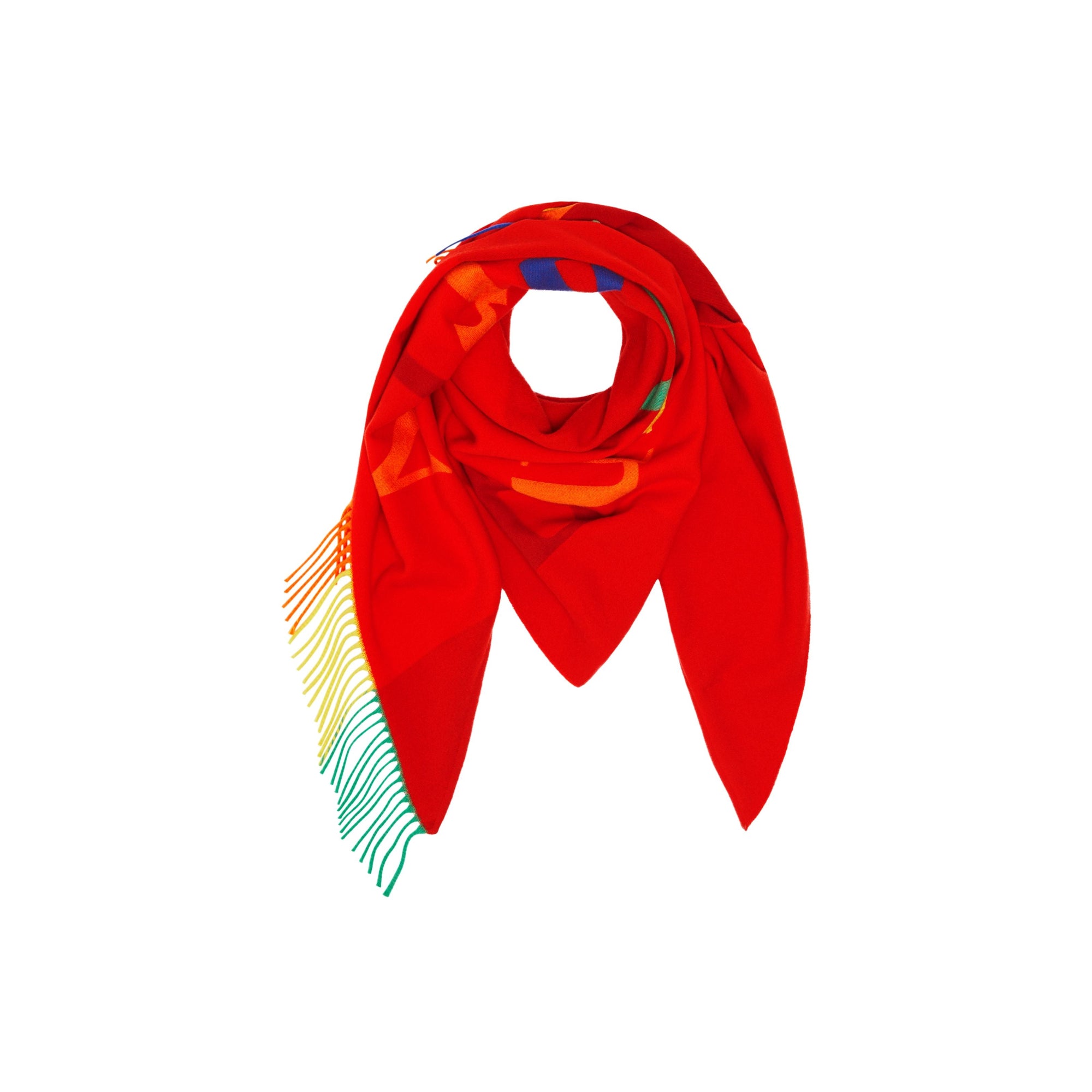 BRIGHT RED Bandana Burberry en laine et cachemire avec logo