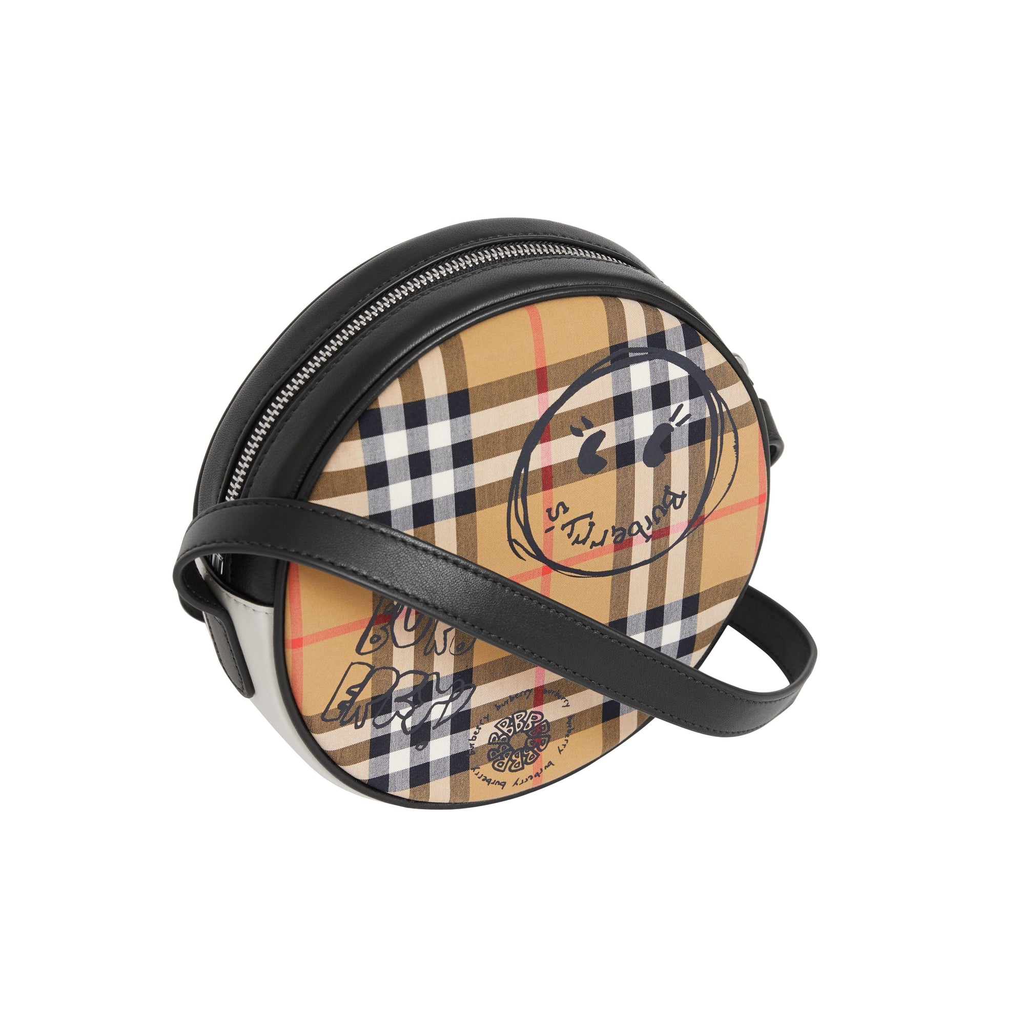 BLACK Sac à bandoulière avec imprimé street art et motif Vintage check