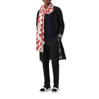 WINDSOR RED Écharpe en laine et soie mélangées à pois et cœurs en jacquard