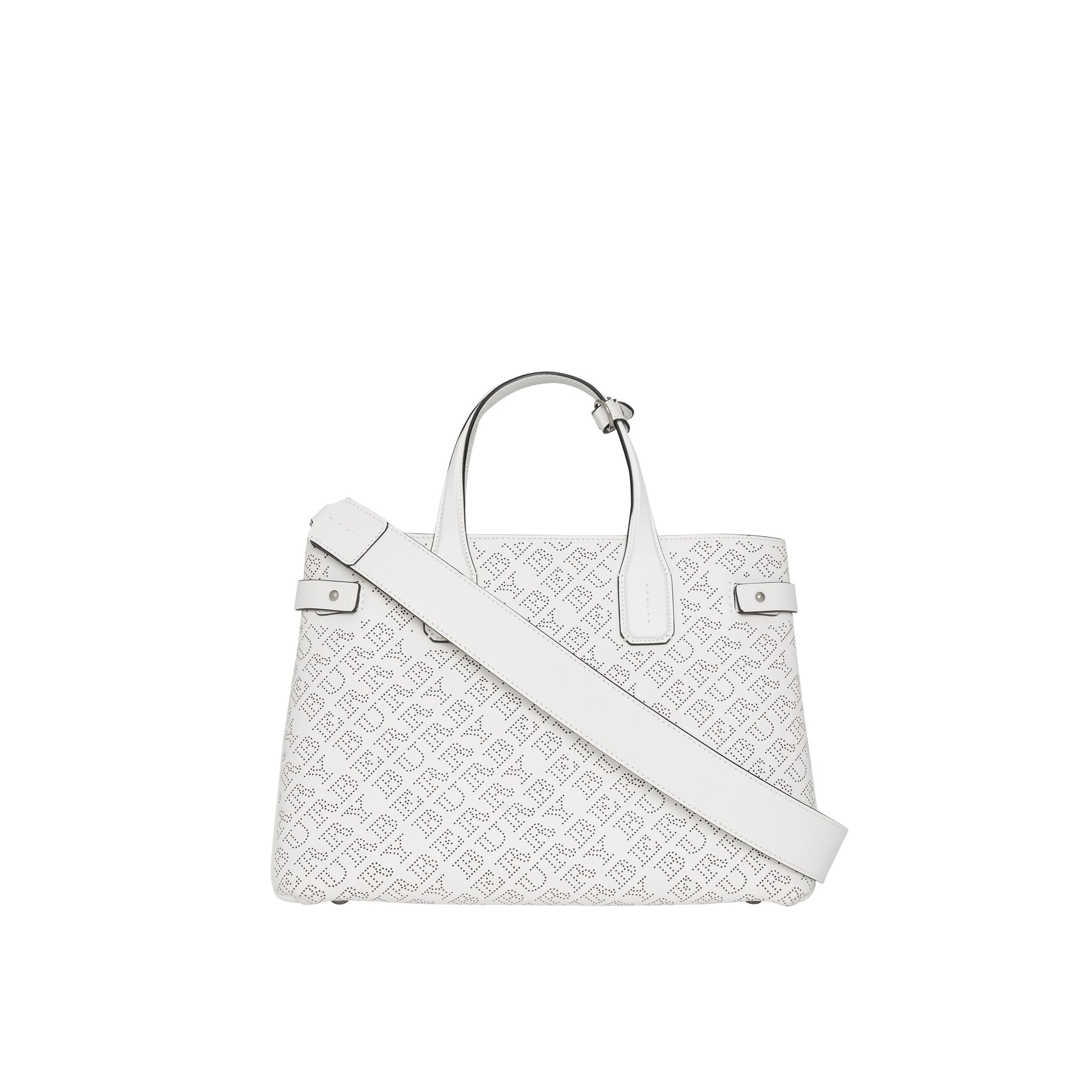 CHALK WHITE Sac The Banner moyen en cuir avec logo perforé